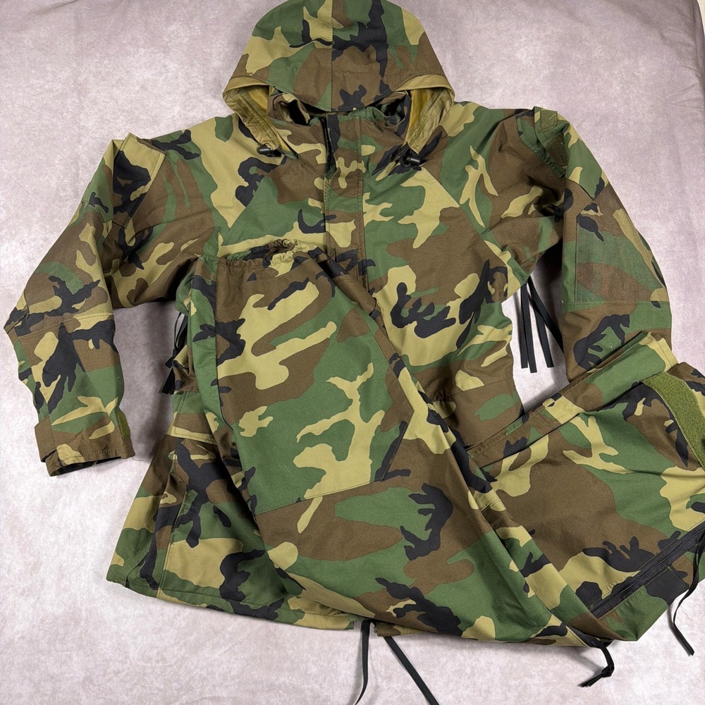 USMC Cold Wet Weather ECWCS Woodland Camo Parka Pants Set Medium Regular Tennier